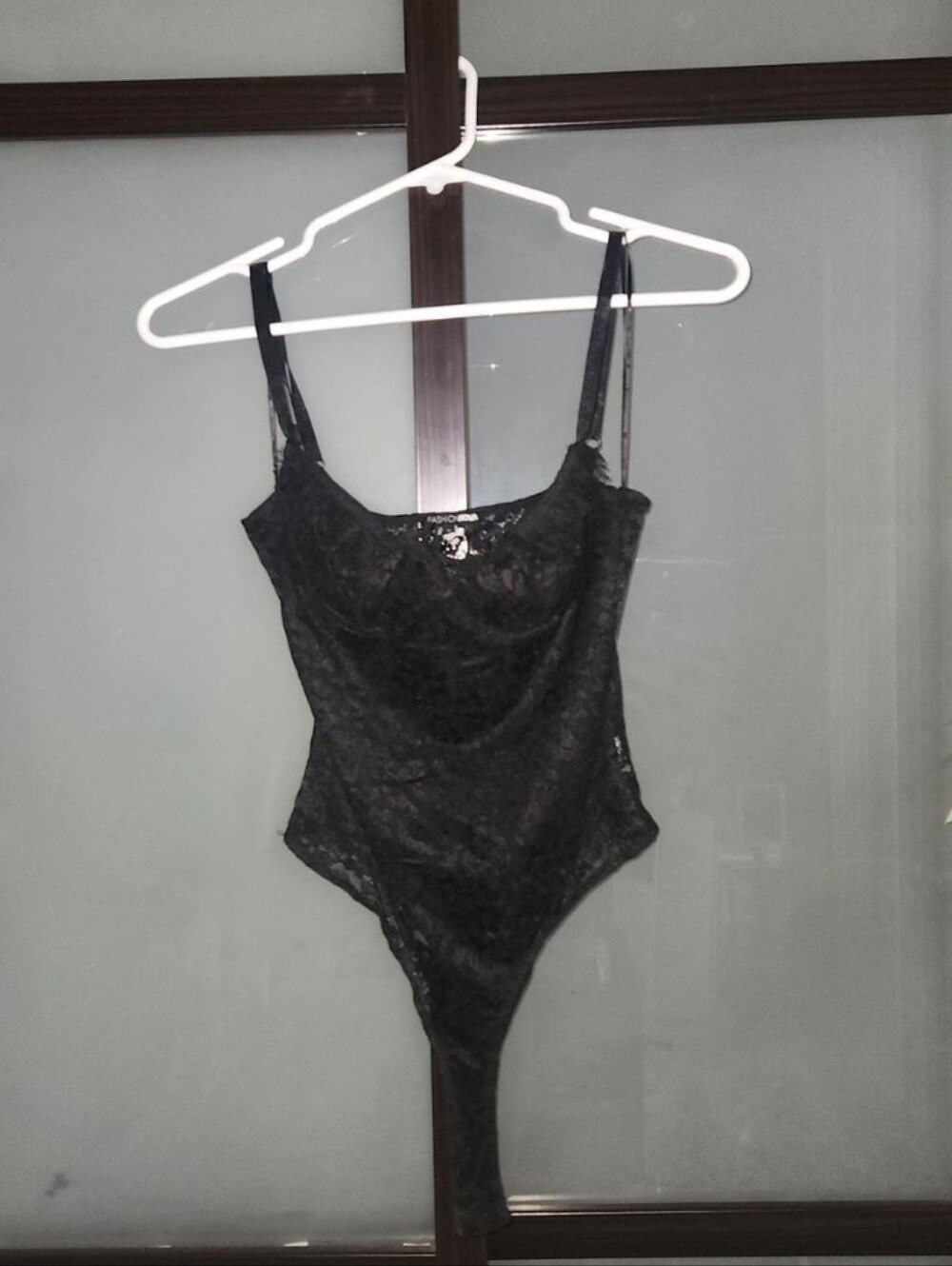 Fashion Nova Black Lace Bodysuit with Adjustable Straps